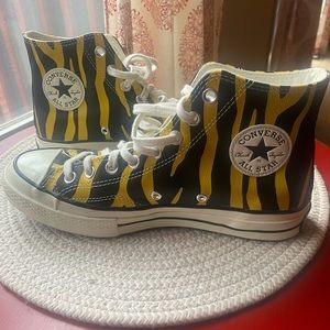 Converse zebra striped high tops
